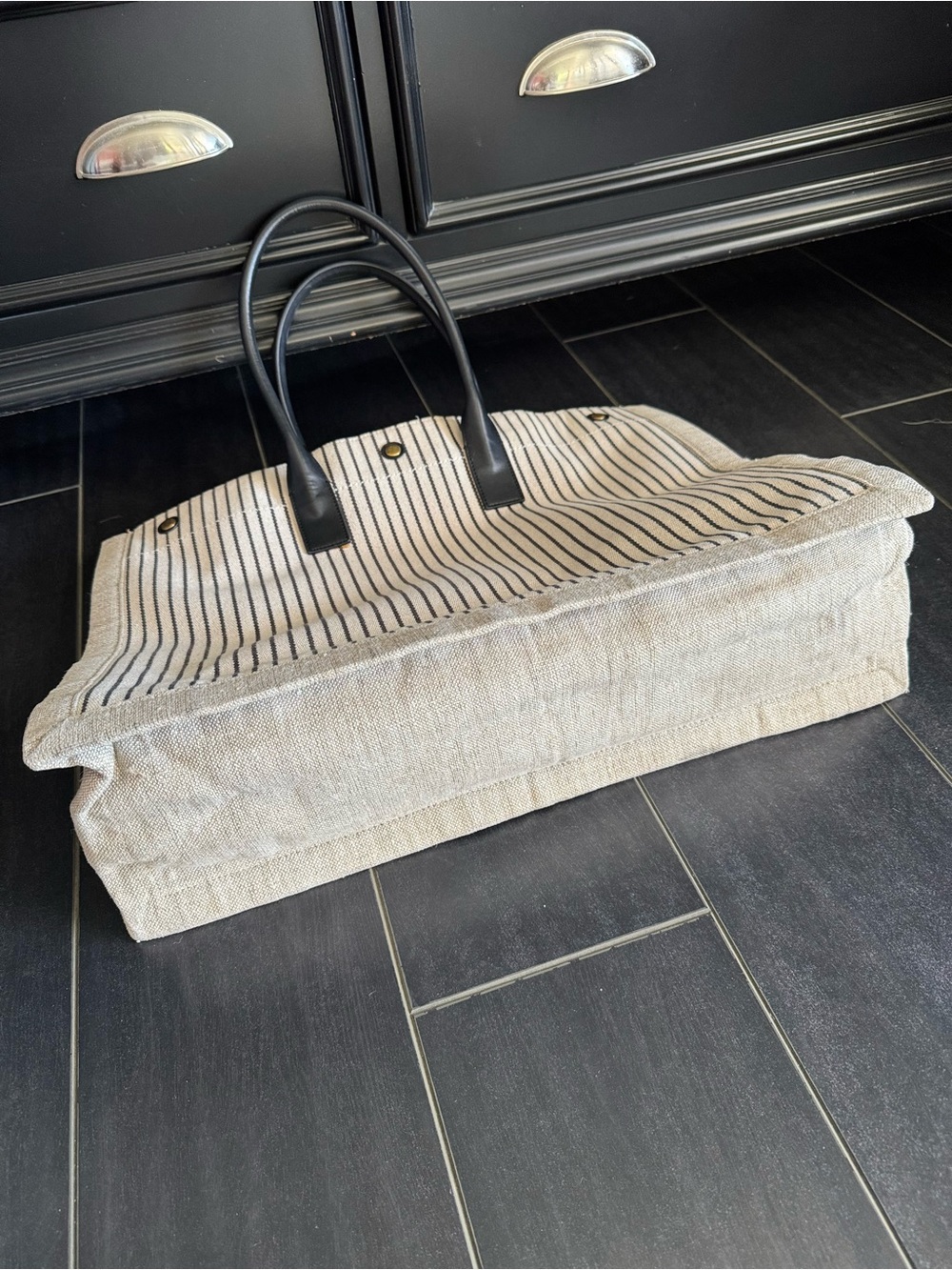 Women Canvas Tote Stripe Rive Gauche Saint Laurent - Picture 7 of 13